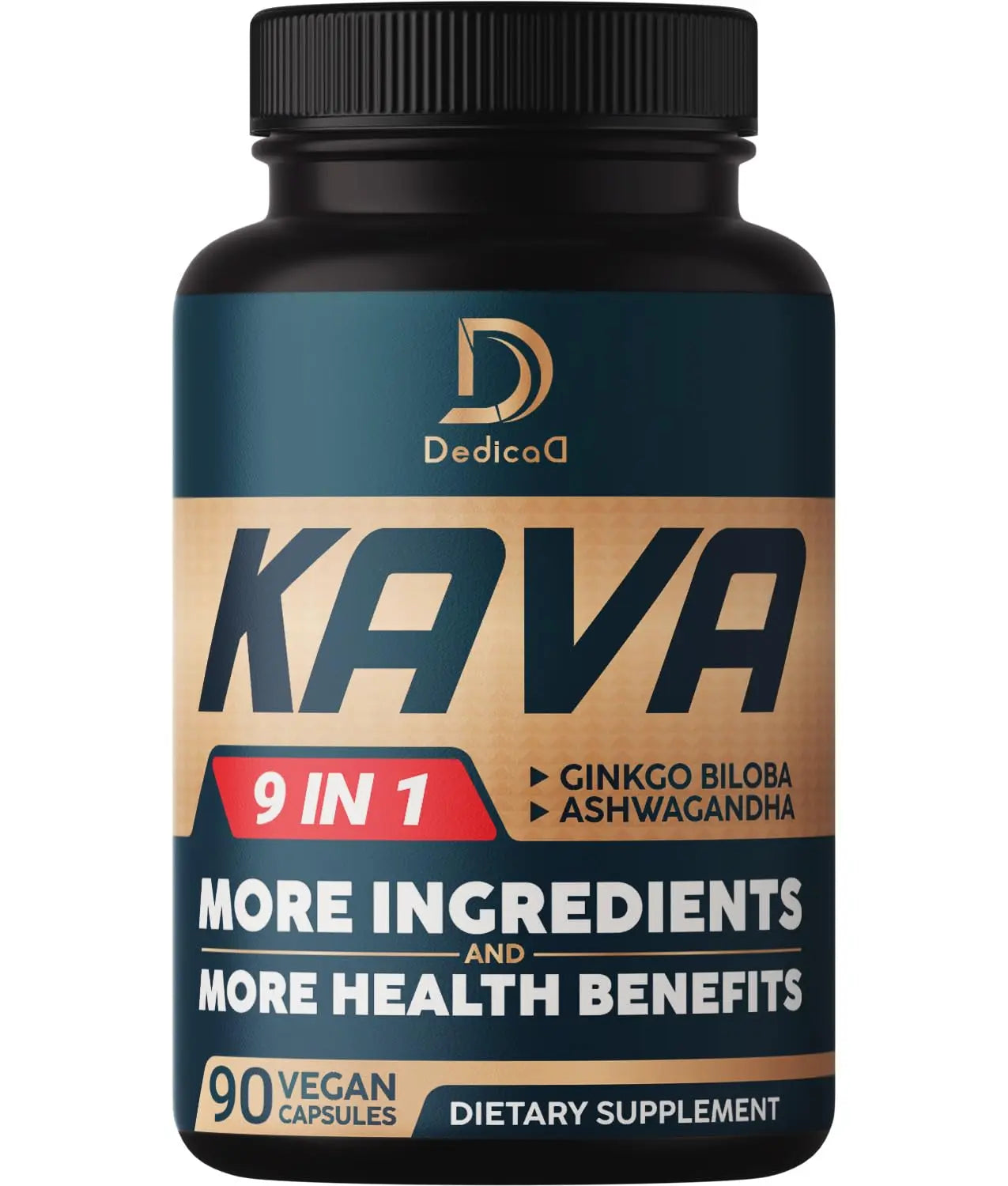 DEDICAD Kava Kava Capsules - 3 Month Supply - 9 Herbs with Ginkgo Biloba, Ashwagandha Root, Andean Cocoa, Graviola Leaf, Chamomile, Valerian, Lemon Balm & Skullcap - Support Mood & Immune - 90 Pills DEDICADAu supplements