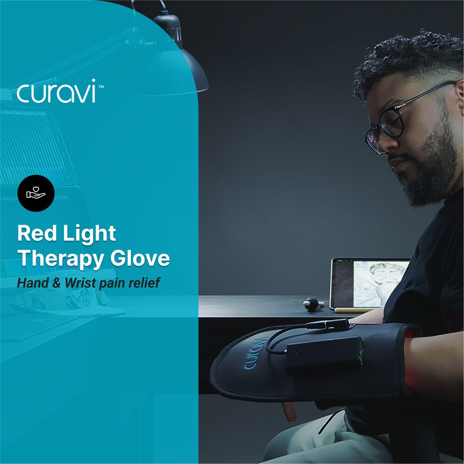 CURAVI Wellness Glove - Enhanced Comfort & Support for Hands and Wrists with Advanced Red CURAVIAu supplements