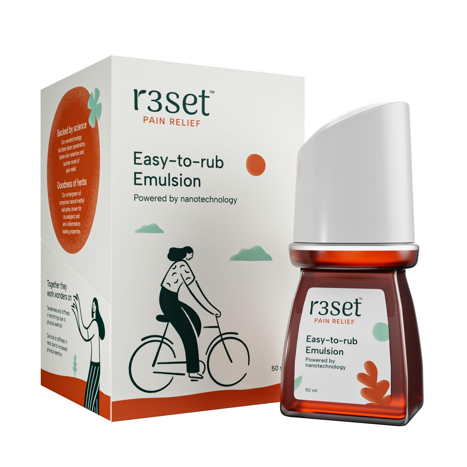Pain Relief Emulsion Roll-On | Fast Relief for Muscle, Joint, Back, Neck, Knee Pain, Sports Injuries | 100% Natural, Absorbs Easily, No Side Effects | Herbal Ingredients for Aches & Soreness - 50ml GenericAu supplements