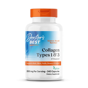 Doctor's Best Collagen Types 1 & 3 with Vitamin C, Non-GMO, Gluten Free, Soy Free, Supports Hair, Skin, Nails, Tendons & Bones, 500 mg, 240 Caps (DRB-00263) Doctor's BESTAu supplements
