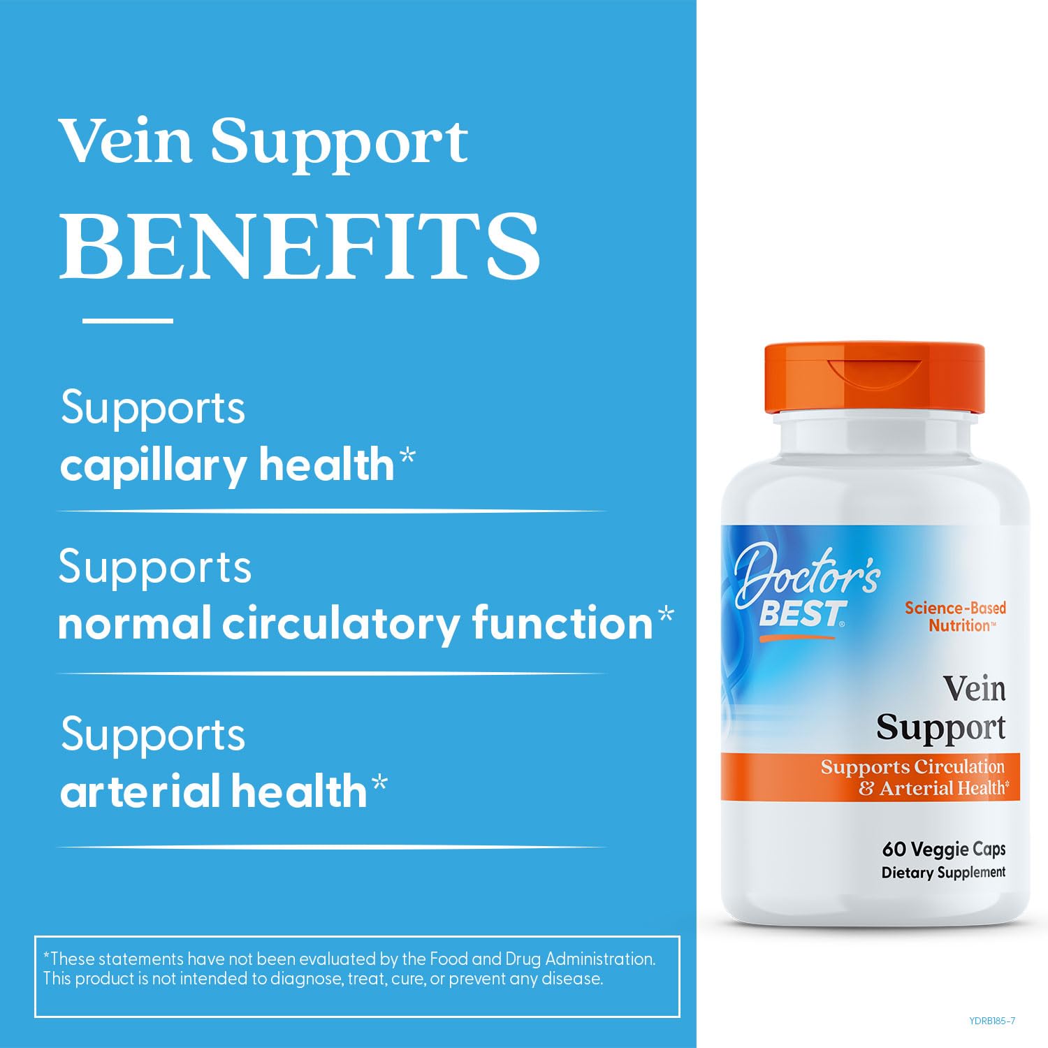 Doctor's Best Vein Support Supplement - Contains Diosmin & Hesperidin, Circulation Support for Legs & Feet, for Men & Women, Formula with Vitamin K2 & Natural Orange Extract, Vegan - 60 Veg Caps Doctor's BESTAu supplements