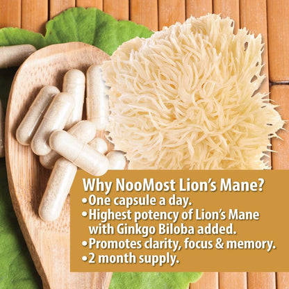 NooMost Organic Lions Mane Supplement Capsules 5400mg, Ginkgo Biloba 120mg NooMostUS supplements