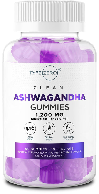 Type Zero Ashwagandha Gummies 1,200mg, 60 Gummies - Ashwagandha Herbal Extract Supplement - 30 Servings, Gluten Free, Non-GMO Type ZeroUS supplements