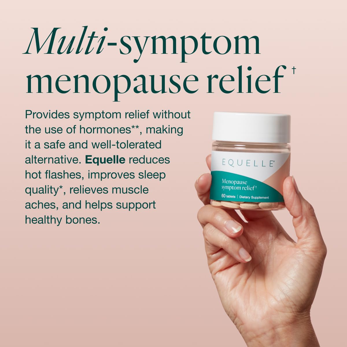 EQUELLE Multi-Symptom Perimenopause & Menopause Relief Relief from Hot Flashes, Muscle Aches & Supports More Sleep. Hormone-Free, Plant-Based S-Equol – 1 Month Supply (60 Tablets) EQUELLEAu supplements