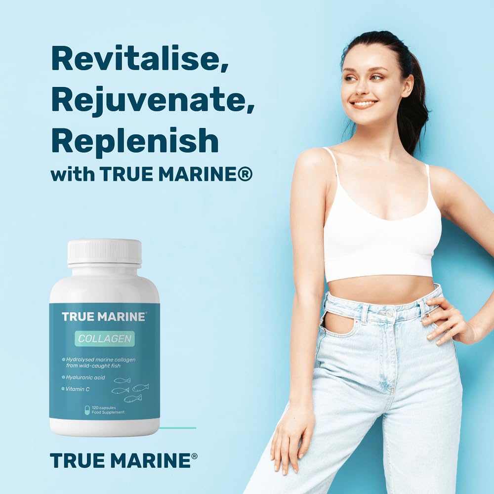 TRUE MARINE Collagen Capsules - 2,400mg of Marine Collagen with Hyaluronic Acid & Vitamin C - Skin, Hair, Nails & Joint Support TRUE MARINEAu supplements