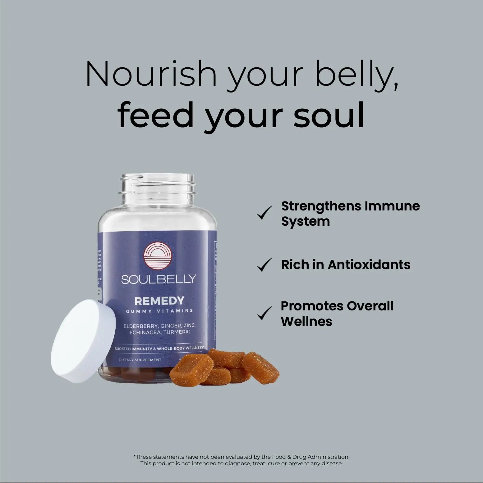 SOULBELLY Super Immunity | Remedy Vitamin Gummies for Immune Support | Vegan | Gluten-Free | Non-GMO | 60 Count SOULBELLYAu supplements