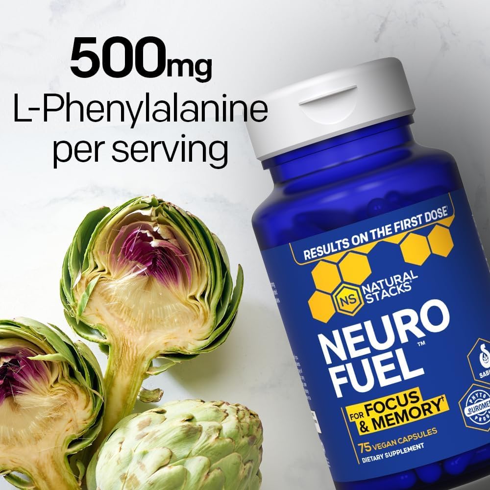 NATURAL STACKS Original NeuroFuel Nootropic Brain Support Supplement - 750mg L-Carnitine & 500mg L-Phenylalanine - Brain Supplement for Memory and Focus* - 75 Focus Pills NATURAL STACKSAu supplements