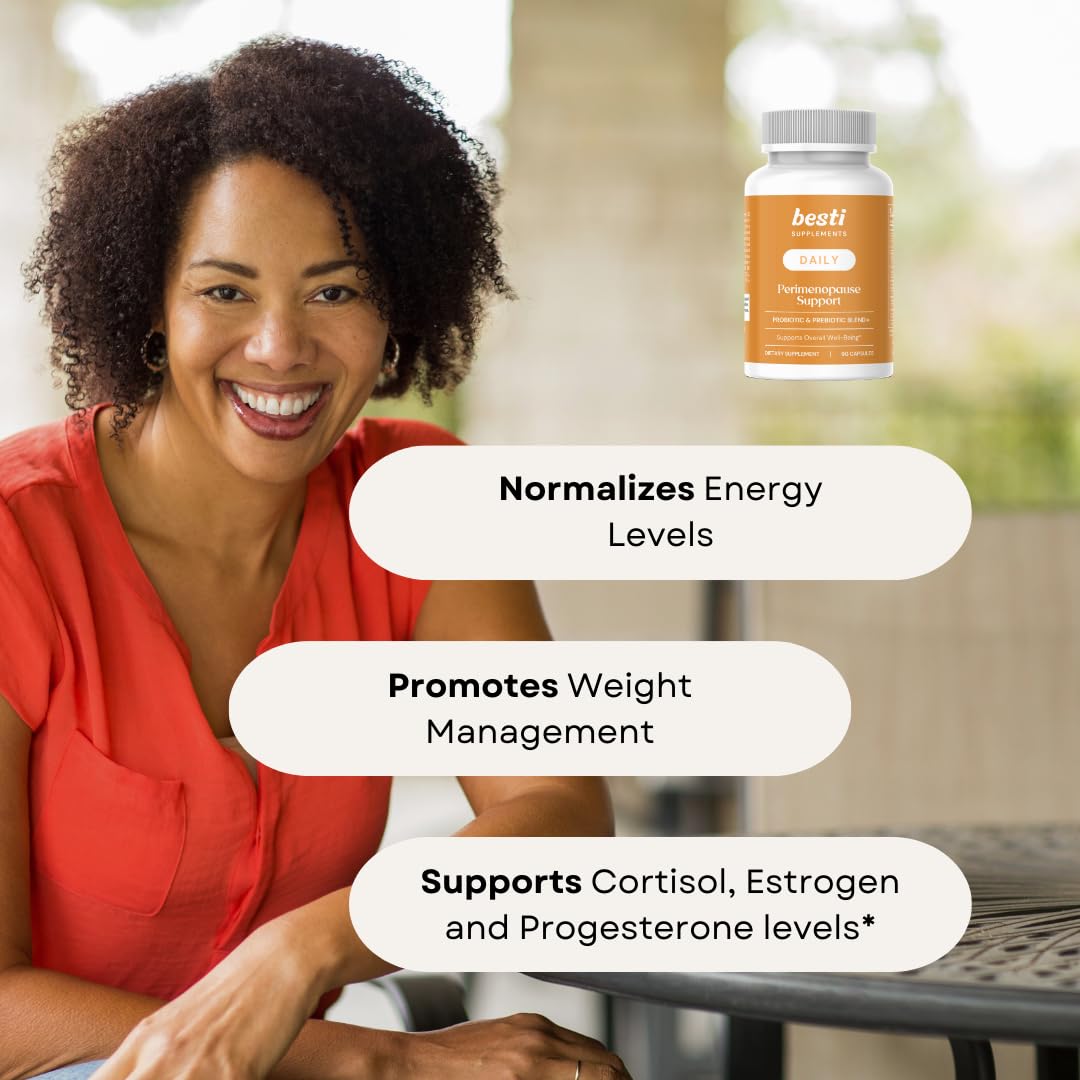 Besti Supplements Daily Perimenopause Support – Probiotic & Prebiotic Blend – Supports Overall Well-Being – 90 Capsules BestiAu supplements