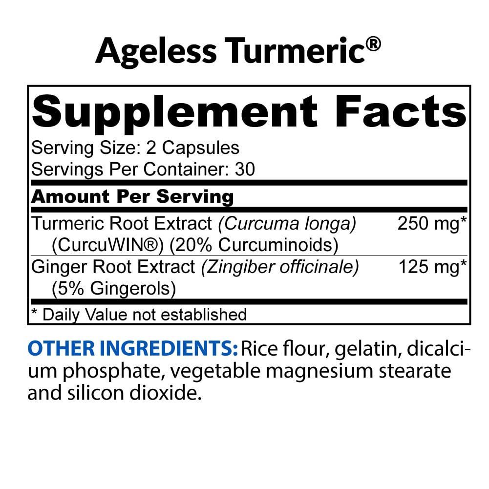 BioTrust Ageless Turmeric Supplement - CurcuWIN Turmeric Curcumin with Ginger Extract BioTrustUS supplements