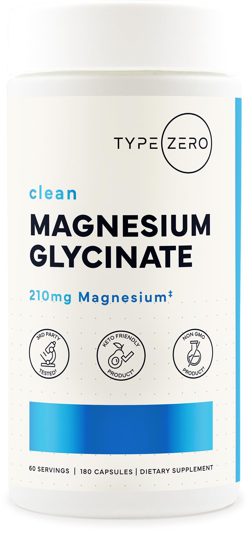 Type Zero Magnesium Glycinate (210mg | 180 Capsules) Pure, Non-GMO, Gluten Free, Natural High Absorption Magnesium Supplement Type ZeroUS supplements