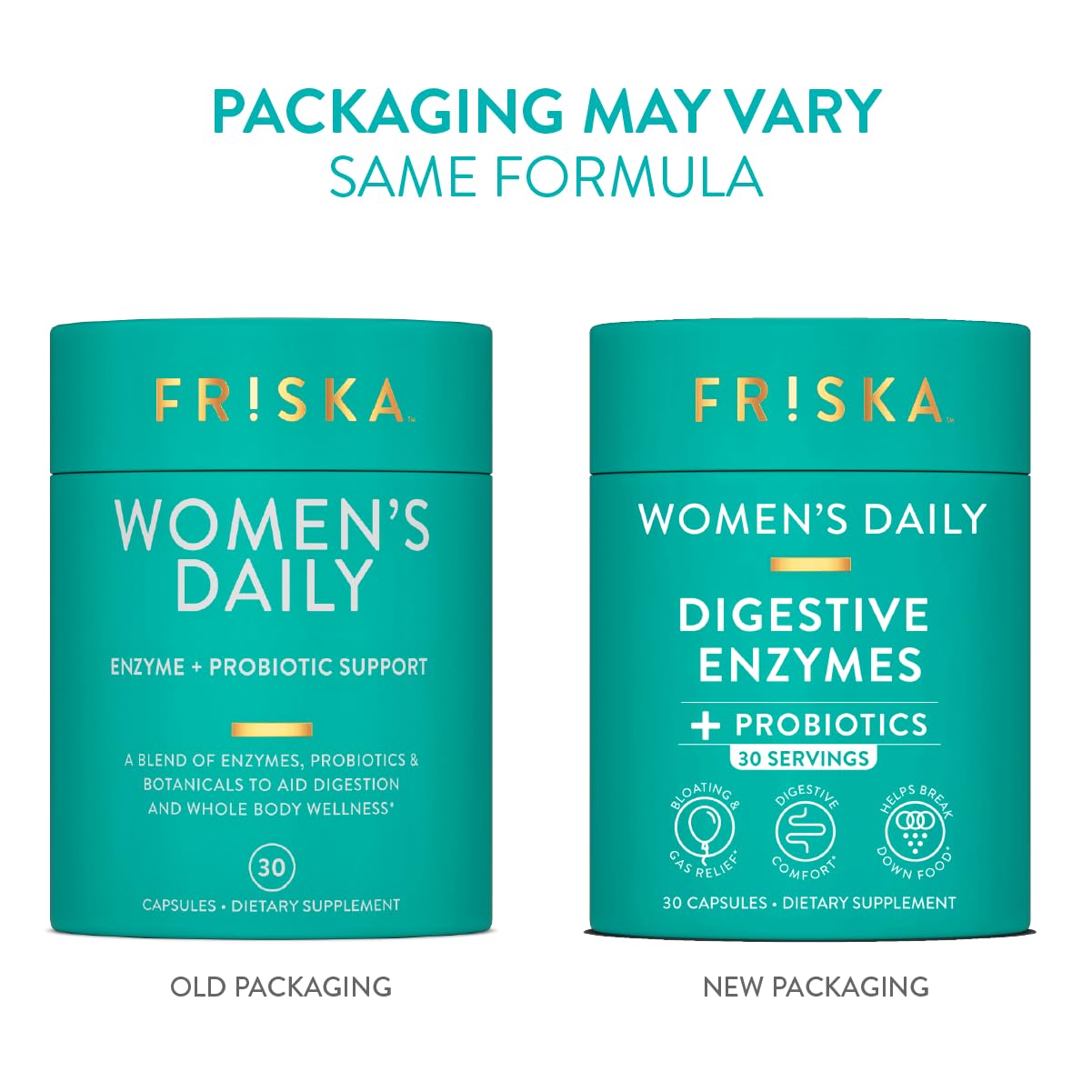 FRISKA Women’s Daily Digestive Enzyme and Probiotics Supplement, Advanced Natural Support for Female Digestive Health, Fights Bloating, Eases Digestion FR!SKAUS supplements