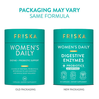 FRISKA Women’s Daily Digestive Enzyme and Probiotics Supplement, Advanced Natural Support for Female Digestive Health, Fights Bloating, Eases Digestion FR!SKAUS supplements
