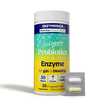 Enzymedica Dinner Duo for Gas & Bloating – Probiotics + Digestive Enzyme Packets for Occasional Gas, 30B CFU of 7 Live Strains, Vegetarian – 30 Daily Packs EnzymedicaAu supplements