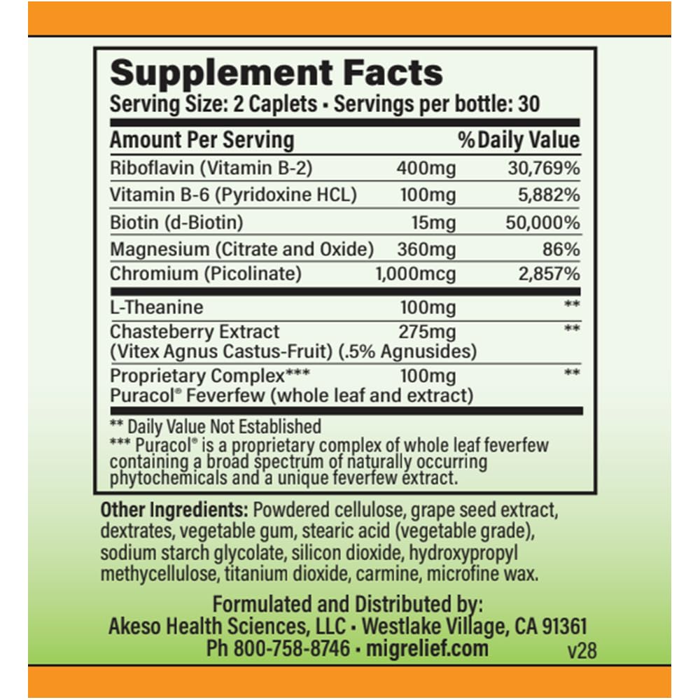 MigreLief+M – Advanced Nutritional Support Supplement for Women’s Neurological Health and Head Comfort – 60 Caplets (1-Month Supply) MigreLiefAu supplements