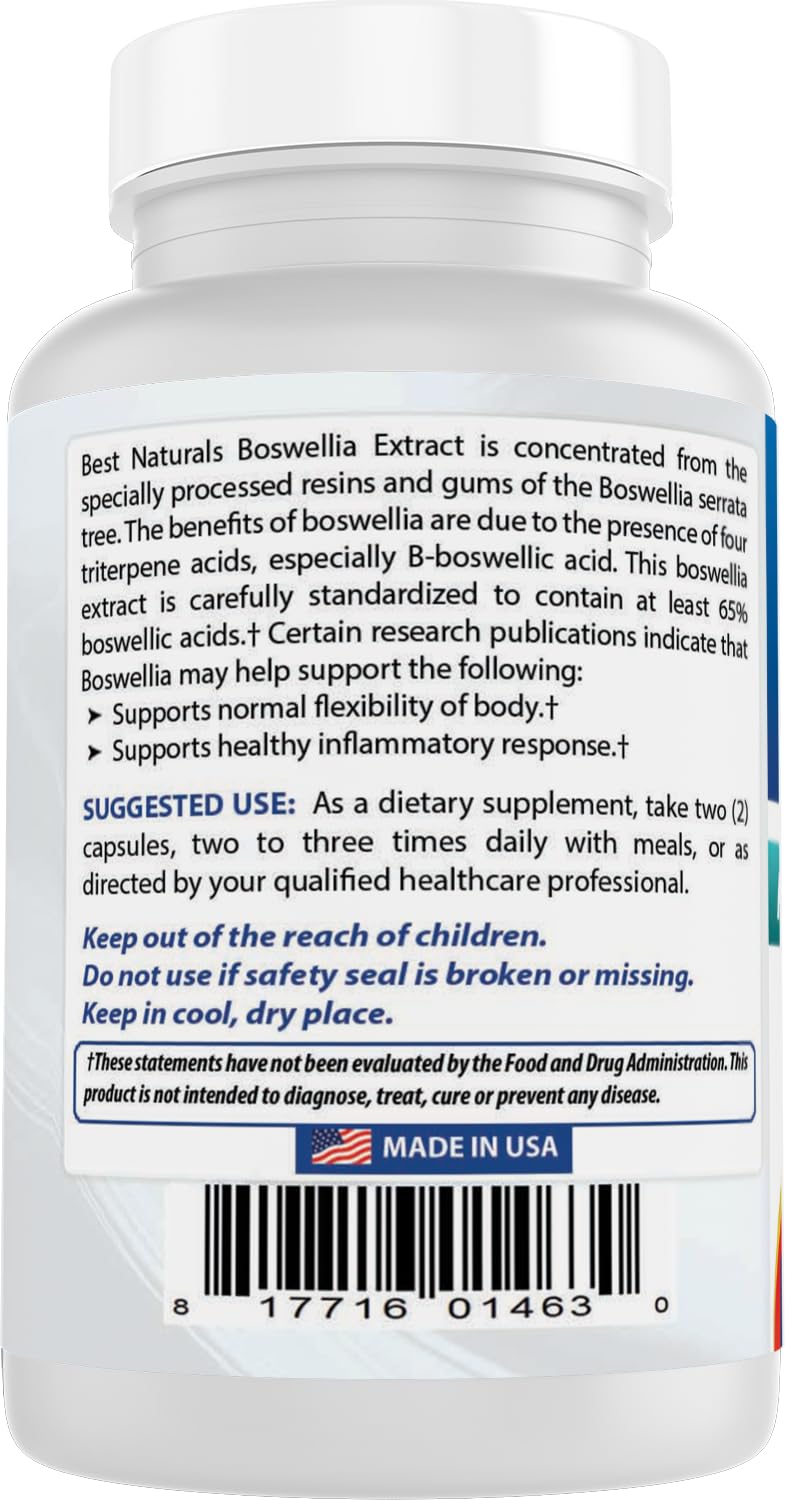 Best Naturals Boswellia Serrata Joint Health 250 mg 120 Capsules - Standardized to 65% Boswellic Acid (120 Count (Pack of 3)) Best NaturalsAu supplements