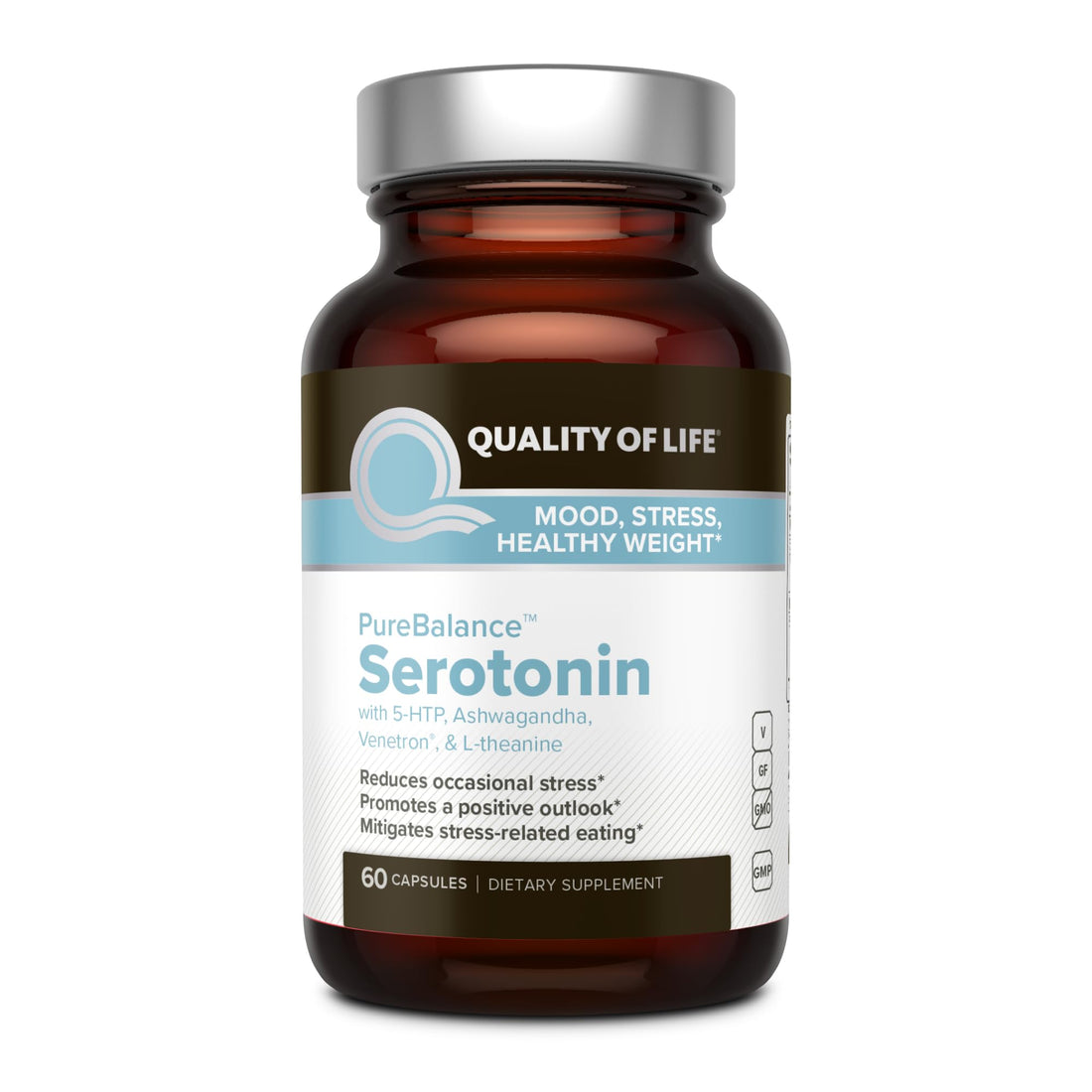 Quality of Life Pure Balance Serotonin Premium–Helps Boost Serotonin & Cortisol Levels - Includes 5-HTP, Venetron, Sensoril, Vitamin D3 & L-Theanine–60 Capsules Quality of LifeAu supplements