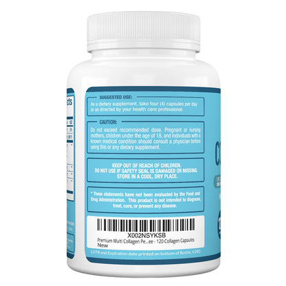 Premium Multi Collagen Peptides (Types I, II, II, V, X) - Collagen Pills for Skin Care, Hair Growth, Nails & Joints - Vitamin C, Hyaluronic Acid Purely OptimalUS supplements
