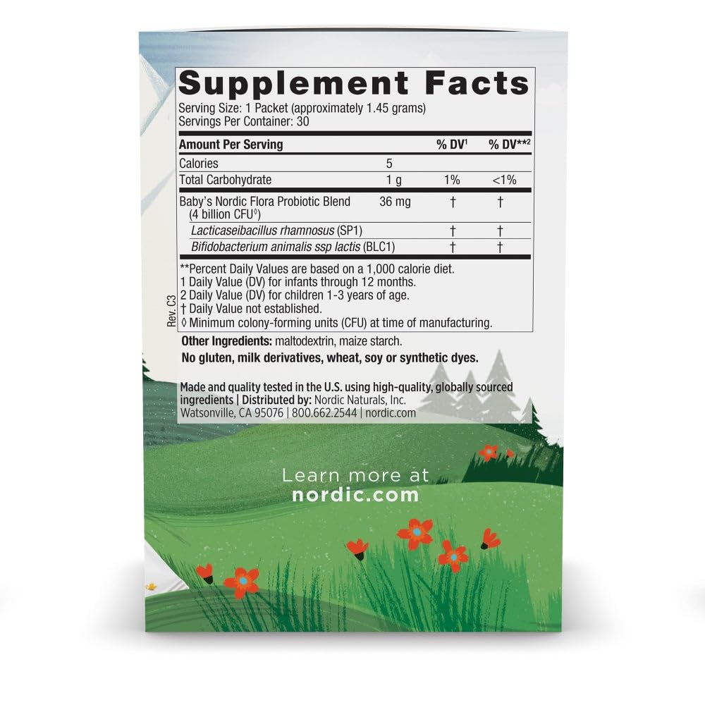 Nordic Naturals Baby’s Nordic Flora Probiotic Powder, Unflavored - 30 Packets - 4 Billion CFU - Digestive Health & Immune Support for Babies & Toddlers (6 Months to 3 Years) - 30 Servings Nordic NaturalsAu supplements