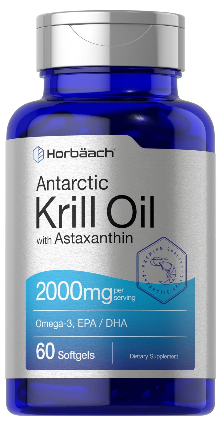 Horbäach Antarctic Krill Oil 2000mg | 60 Softgel Capsules | Omega-3, EPA, DHA Supplemen HorbäachUS supplements