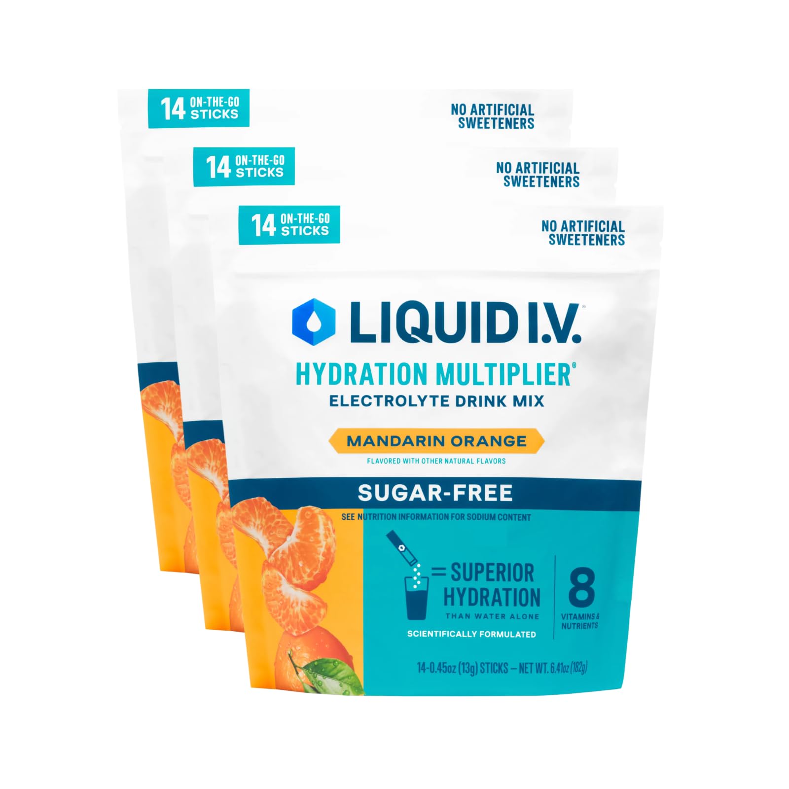 Liquid I.V.® Hydration Multiplier Sugar Free – Mandarin Orange | Electrolyte Powder Drink Mix | 3 Pack (42 Servings) Liquid I.V.US supplements