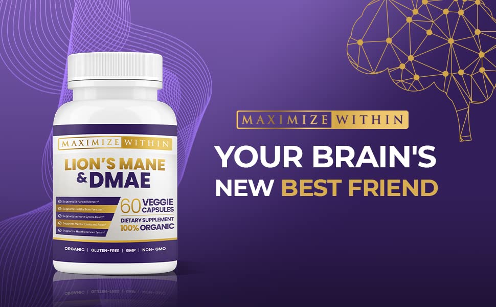 Lion's Mane & DMAE Capsules: Enhance Memory, Boost Mental Clarity Maximum SlimUS supplements
