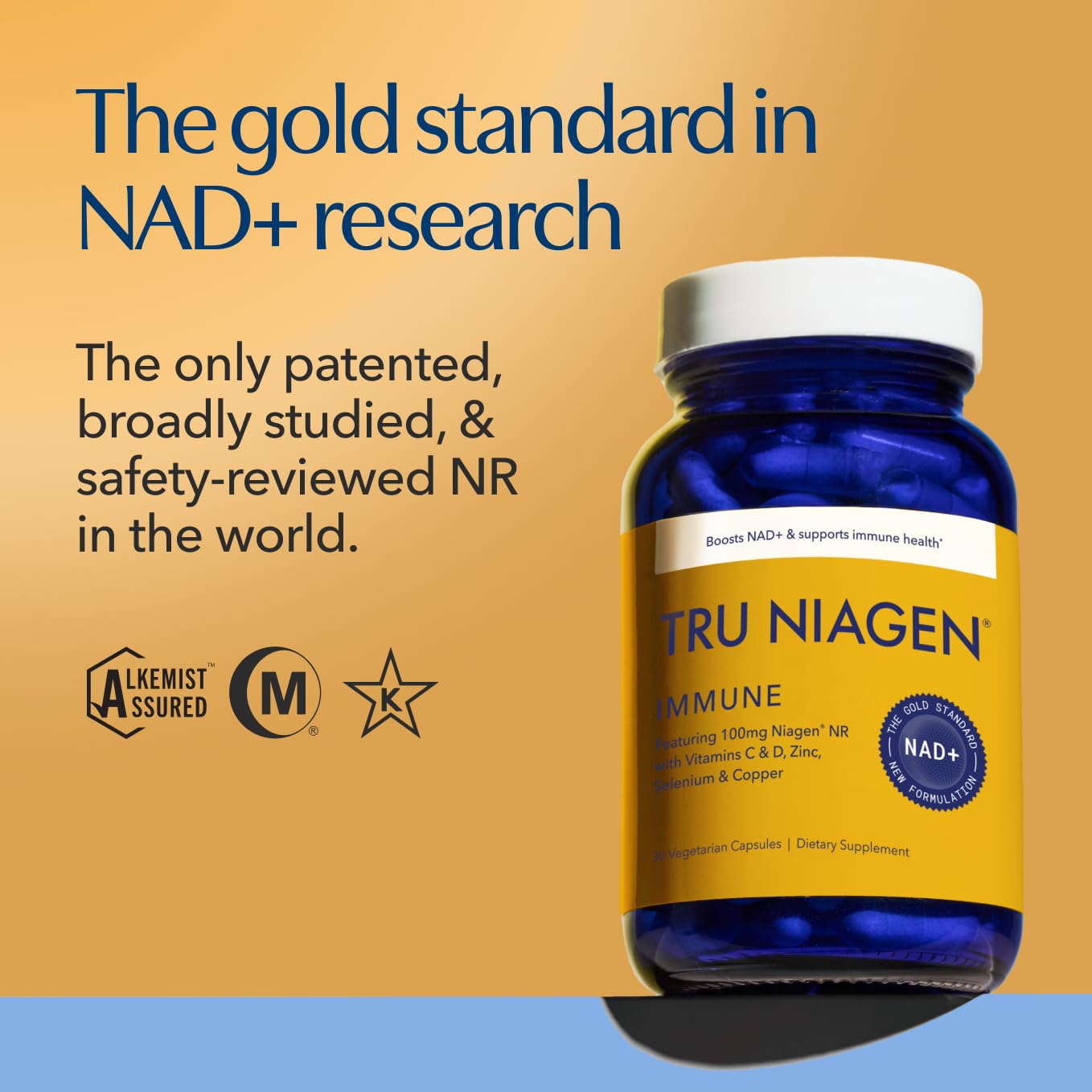 TRU NIAGEN NAD+ Immune Support Supplement - Daily Defense - Vitamin C, Vegan D3 2000 IU, Zinc, Selenium, Copper + 100mg NAD Plus Boosting Niagen NR - 30 Capsules TRU NIAGENAu supplements