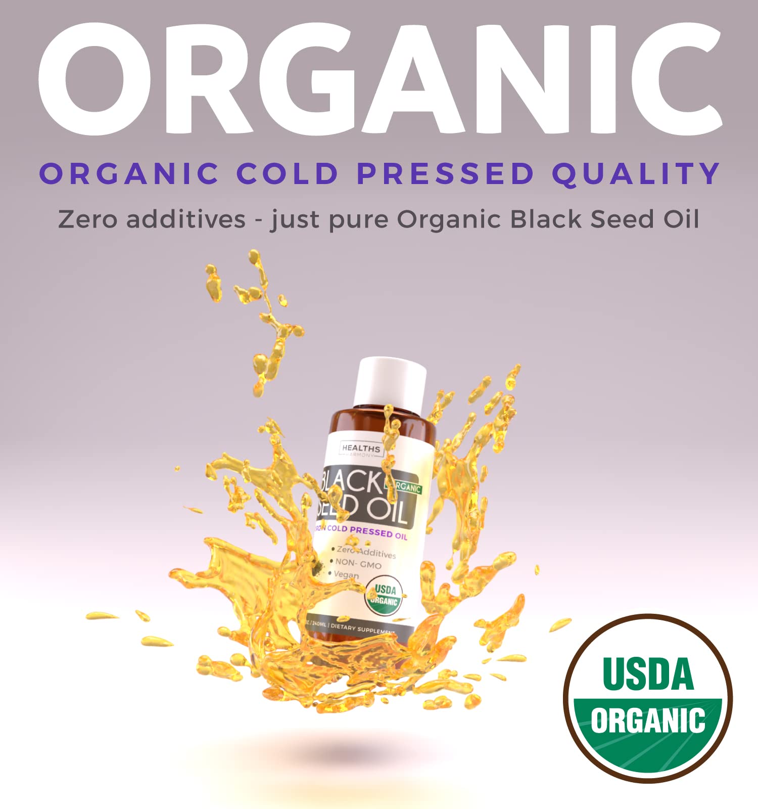 USDA Organic Black Cumin Seed Oil Liquid (8 fl oz) Premium Cold-Pressed Nigella Sativa Healths HarmonyAu supplements