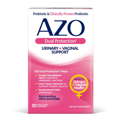 AZO Dual Protection | Urinary + Vaginal Support* | Prebiotic Plus Clinically Proven Women AZOUS supplements