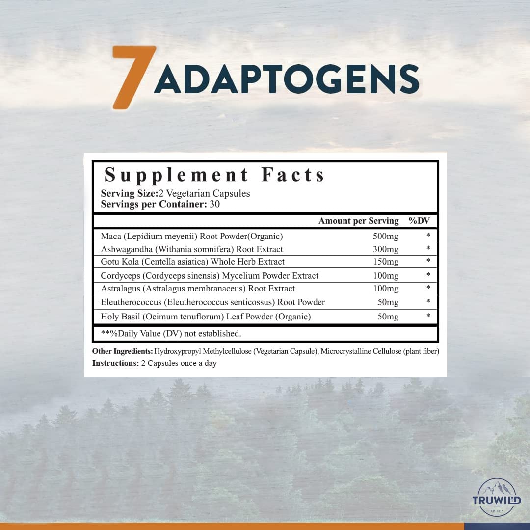 TruWild Adaptogen Blend with Cordyceps Maca Ashwagandha - Full Spectrum Mushroom TruWildAu supplements