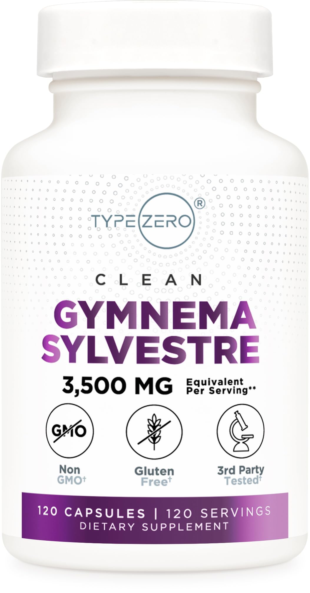 Type Zero Clean Gymnema Sylvestre 3,500mg Equivalent from 175mg of 20:1 Extract Per Serving, 120 Capsules for 120 Servings Per Bottle, Non-GMO. Gluten Free Type ZeroUS supplements