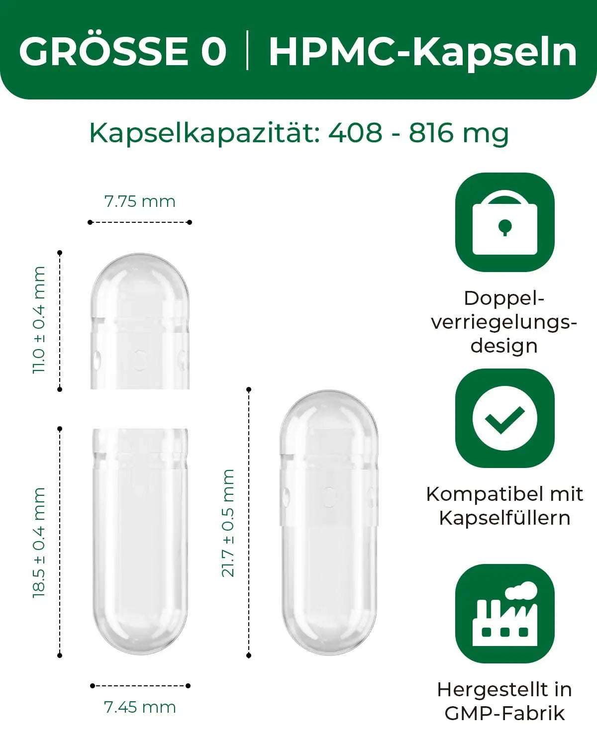 HPMC Empty Capsules Size 0-200 Clear Count Pill Capsules Empty - Plant-Based Cellulose | Vegetarian, Halal, Non-GMO | for DIY Supplement & Herbal Filling MéipaLienAu supplements