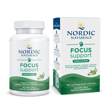 Nordic Naturals Omega Focus, Lemon - 60 Soft Gels - 1280 mg Omega-3 + Citicoline & Bacopa Monnieri Extract - Focus, Attention, Memory, Brain Health - Non-GMO - 30 Servings Nordic NaturalsAu supplements