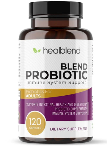 healblend Probiotic Caps Dietary Supplement Capsules, Probiotic for Women and for Men Digestive Health, Immune System Support, Non-GMO, Gluten-Free, 120 Veg Caps healblendAu supplements