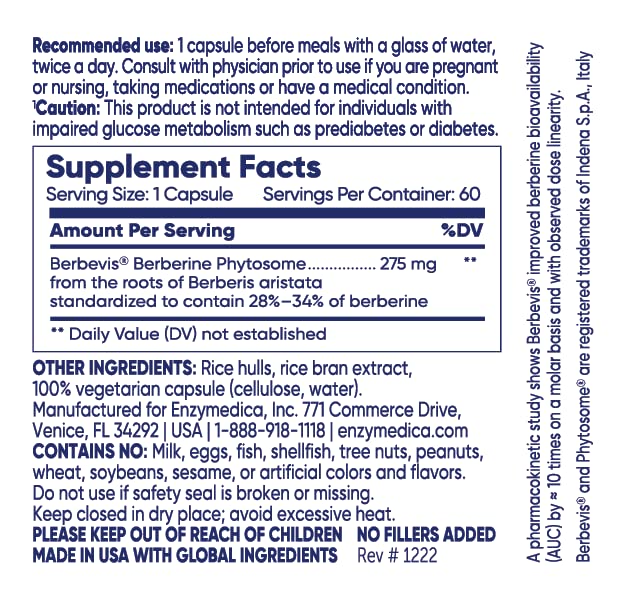Enzymedica, Berberine Phytosome EnzymedicaAu supplements