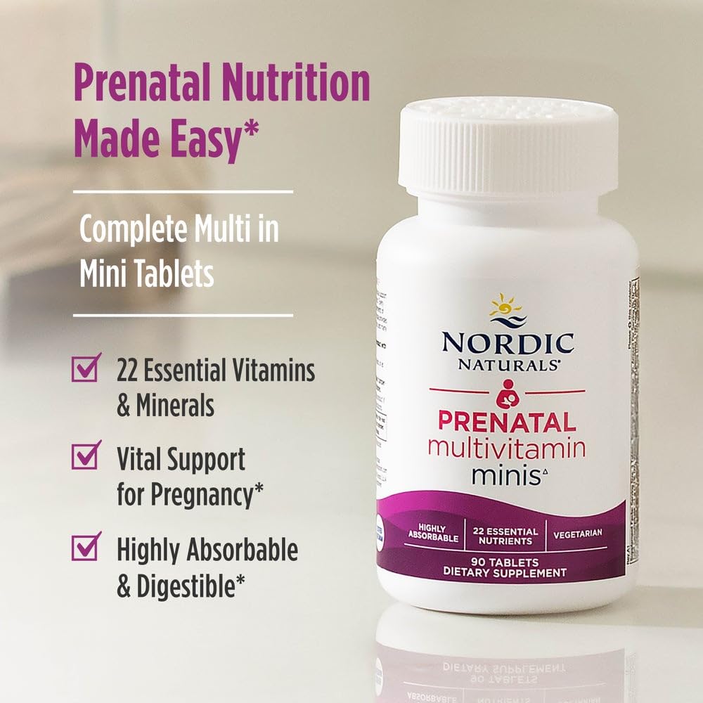 Nordic Naturals Vegetarian Prenatal Multivitamin Minis - 90 Easy to Swallow Tablets - Highly Absorbable Multivitamin and Mineral Supplement to Support Pregnancy - Non-GMO, 30 Servings Nordic NaturalsAu supplements