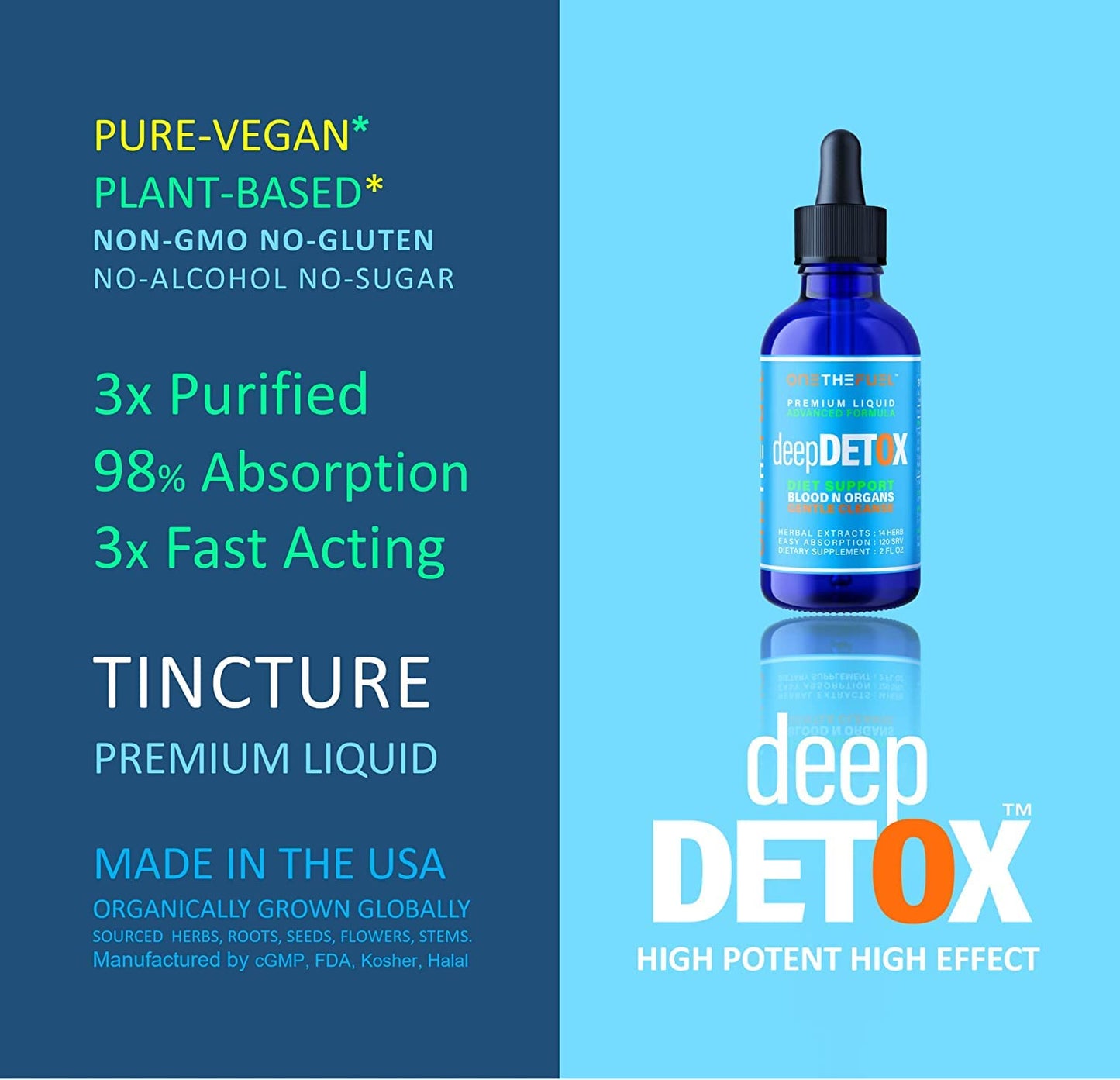 DeepDetox 2oz. Plant-Based Colon Intestinal Gut Liver Cleanse Detox Support. Purify Blood ONETHEFUELUS supplements