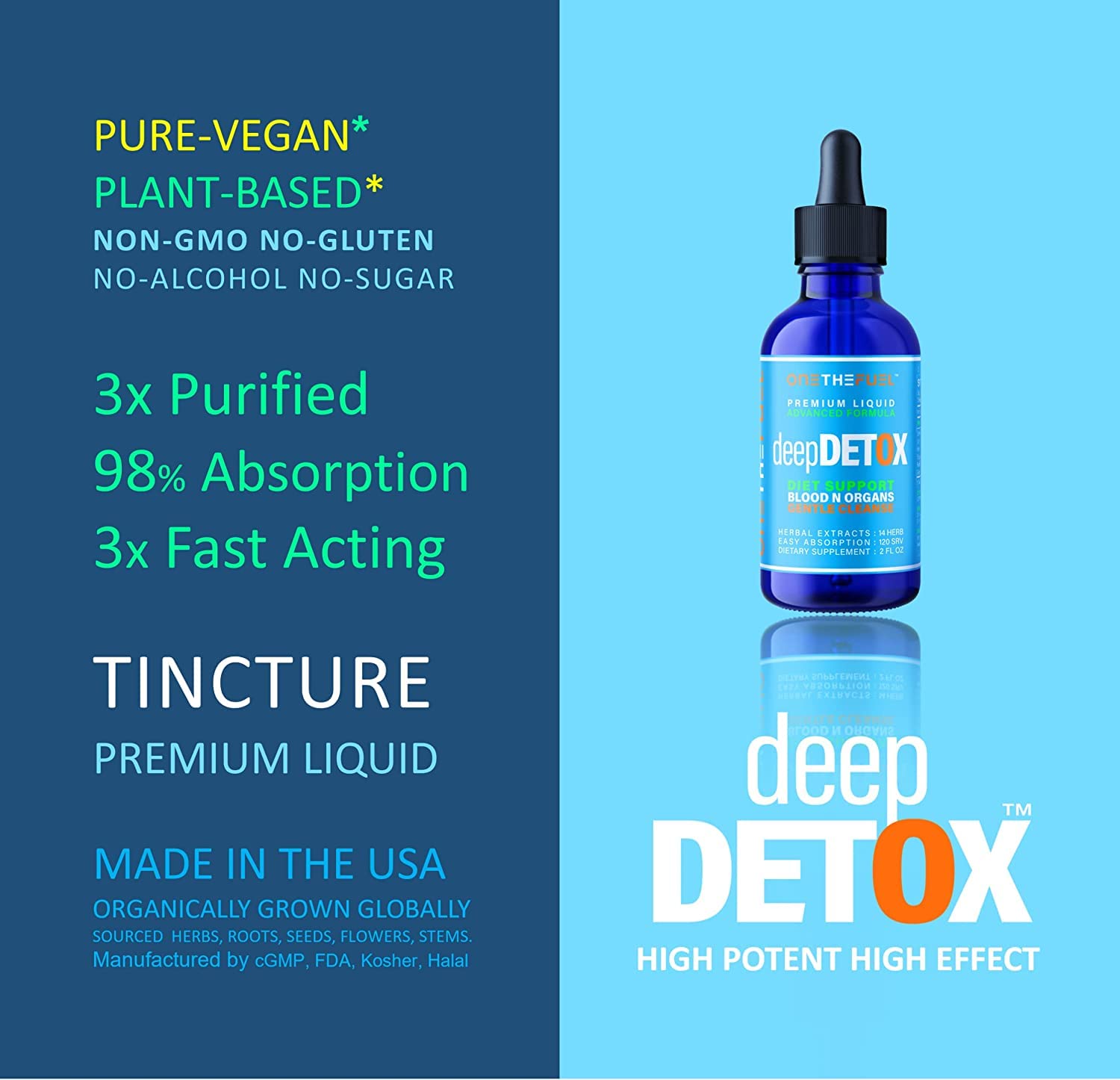 DeepDetox 2oz. Plant-Based Colon Intestinal Gut Liver Cleanse Detox Support. Purify Blood ONETHEFUELAu supplements