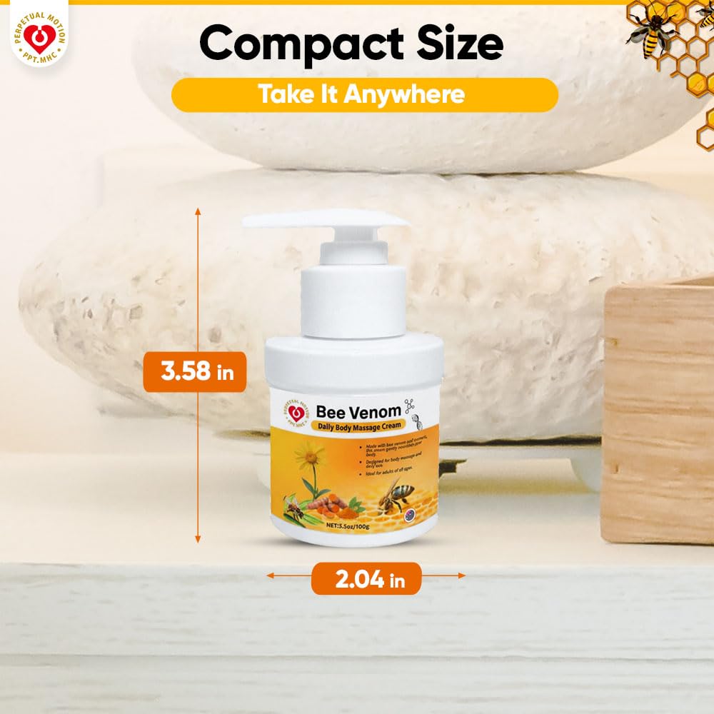 PPT.MHC Bee Venom Massage Cream with Pump - Soothing Muscle Rub with Turmeric, Arnica & MSM - Premium Bee Venom Lotion for Back, Legs & Feet - Everyday Non-Greasy 3.5oz Cream PPT.MHCAu supplements