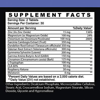 Garcinia Cambogia PM Weight Loss Sleep, All Natural Supplement w/Valerian Root & Melatonin Angry SupplementsUS supplements