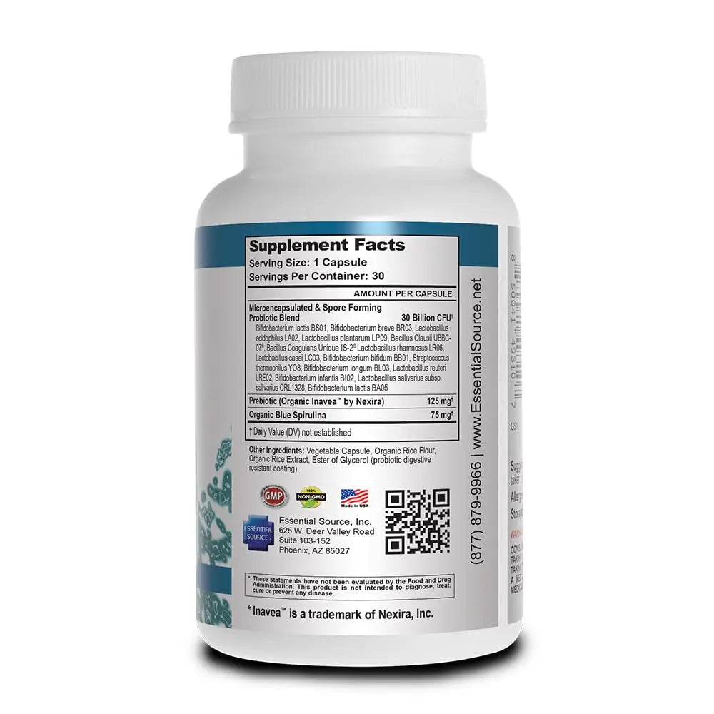 Essential Source TriActive Biotics for Men - Probiotic Capsules, 30 Billion CFU with Prebiotics & Blue Spirulina, Shelf Stable, Allergen Free, Digestive & Immune Support, 30 Count Essential Sourcenz supplements