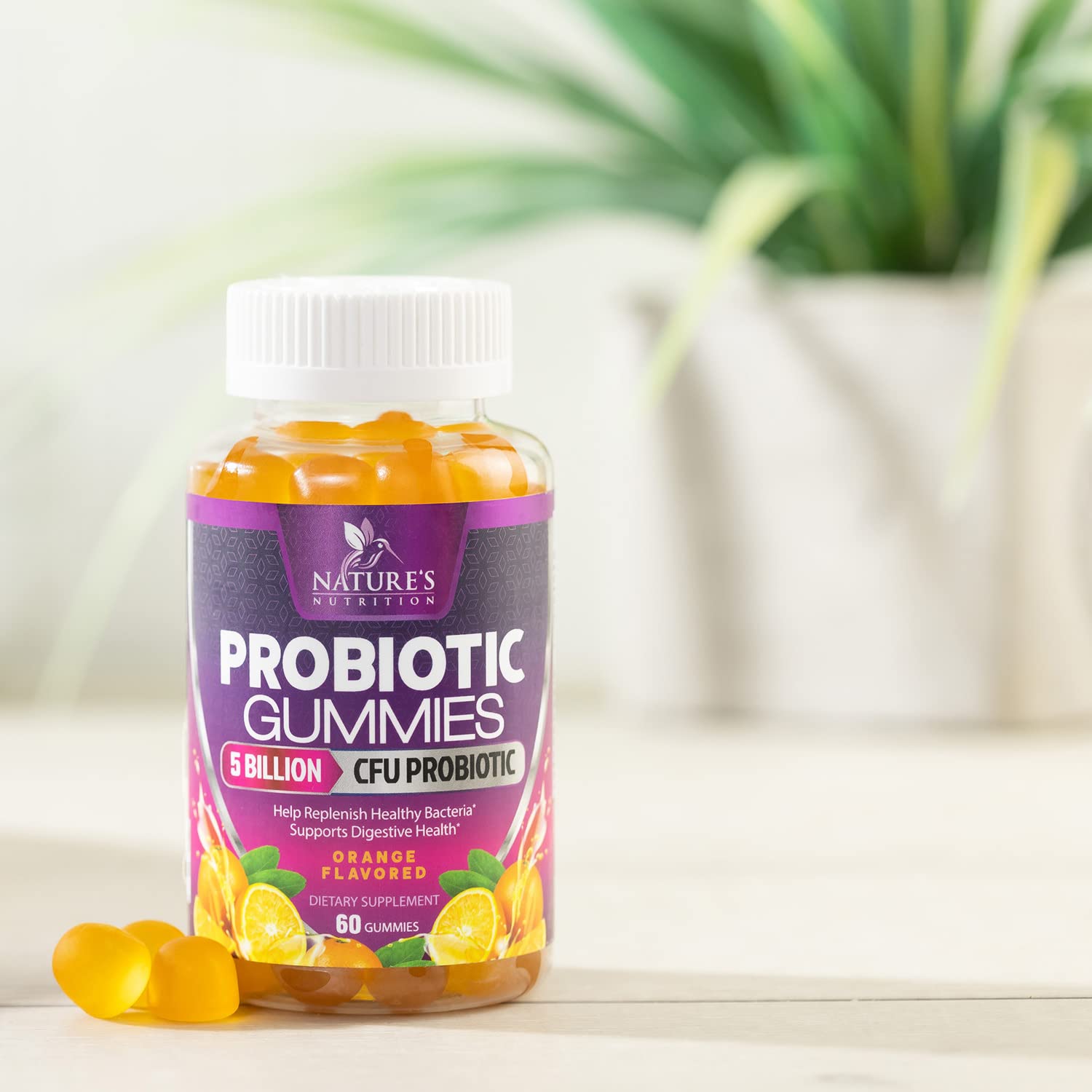 Probiotics for Digestive Health Gummies 5 Billion CFU - 6 Unique Strains for Daily Immune Support & Gut Health, Constipation, Gas & Bloating - Best Probiotic Supplement for Women & Men - 60 Gummies Nature's NutritionAu supplements