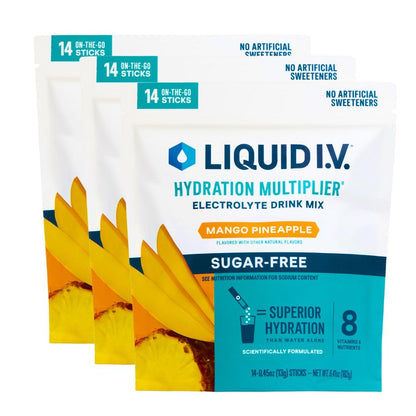 Liquid I.V.® Hydration Multiplier Sugar-Free – Mango Pineapple | Electrolyte Powder Drink Mix | 3 Pack (42 Servings) Liquid I.V.US supplements