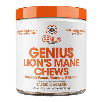 Genius Lion's Mane Soft Chews Supplement – Nootropic Mushroom for Focus, Clarity, Memory, Energy, Brain Health Support – Salted Caramel Flavor The Genius BrandUS supplements