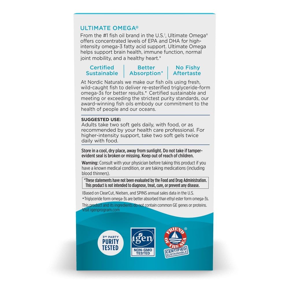 Nordic Naturals Ultimate Omega, Lemon Flavor - 210 Soft Gels - 1280 mg Omega-3 - High-Potency Fish Oil with EPA & DHA - Promotes Brain & Heart Health - Non-GMO - 105 Servings Nordic NaturalsAu supplements
