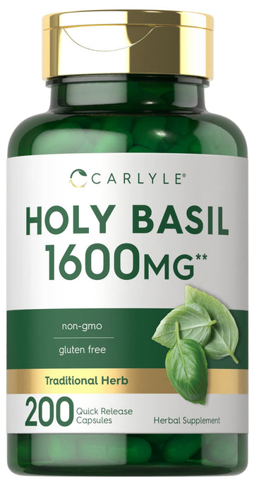 Carlyle Holy Basil Capsules 1600 mg | 200 Count | Tulsi Holy Basil Leaf Extract | Herbal CarlyleAu supplements