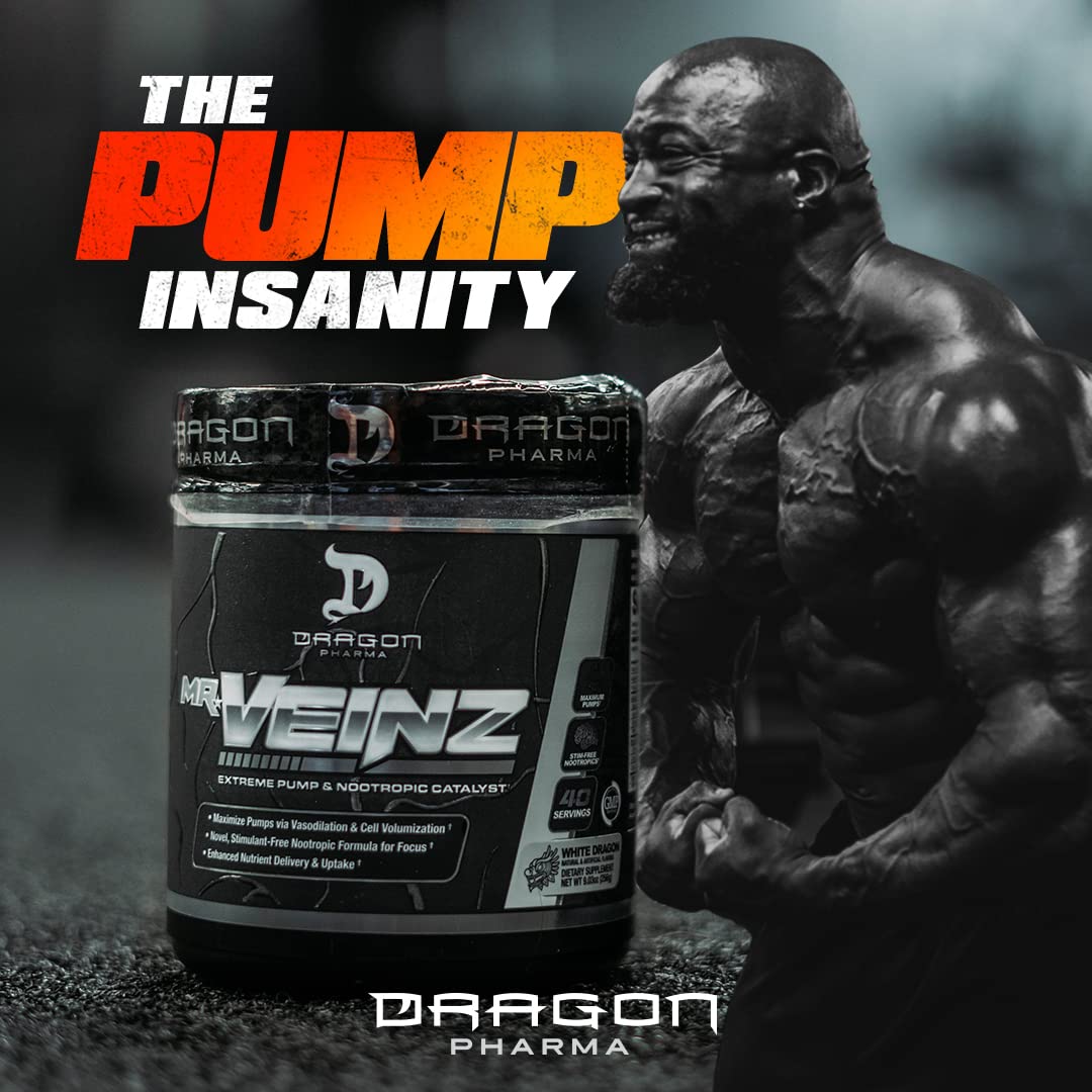 DRAGON PHARMA Mr. Veinz Stim Free Pre-Workout, Extreme Pump & Nootropic Catalyst DRAGON PHARMAAu supplements