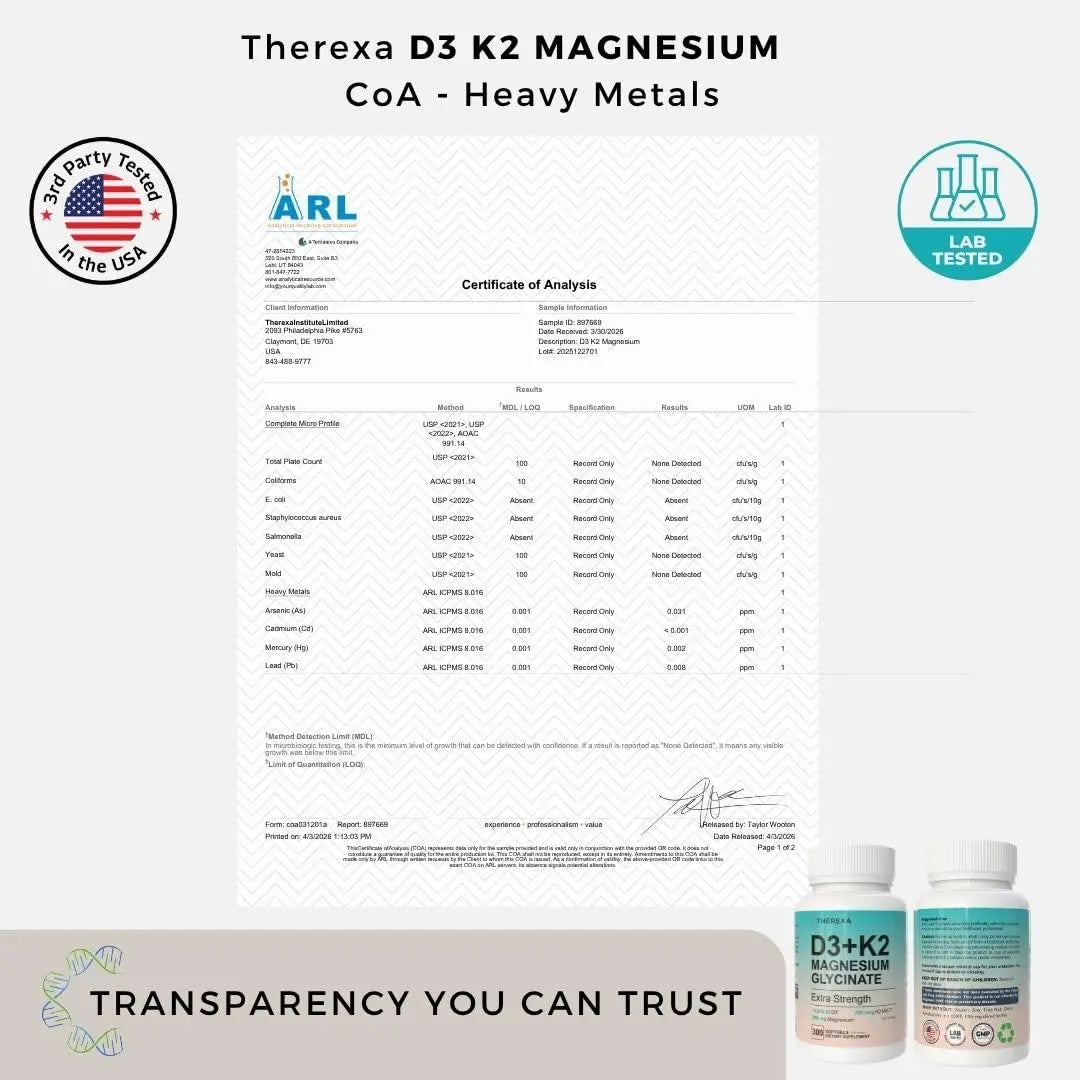 THEREXA Vitamin D3 K2 Magnesium Supplement - Extra Strength with 10000 IU Vitamin D3, Magnesium Glycinate and 200 mcg K2 MK-7 Vitamin Supplements Complex, for Women & Men - 300 Softgels THEREXAnz supplements