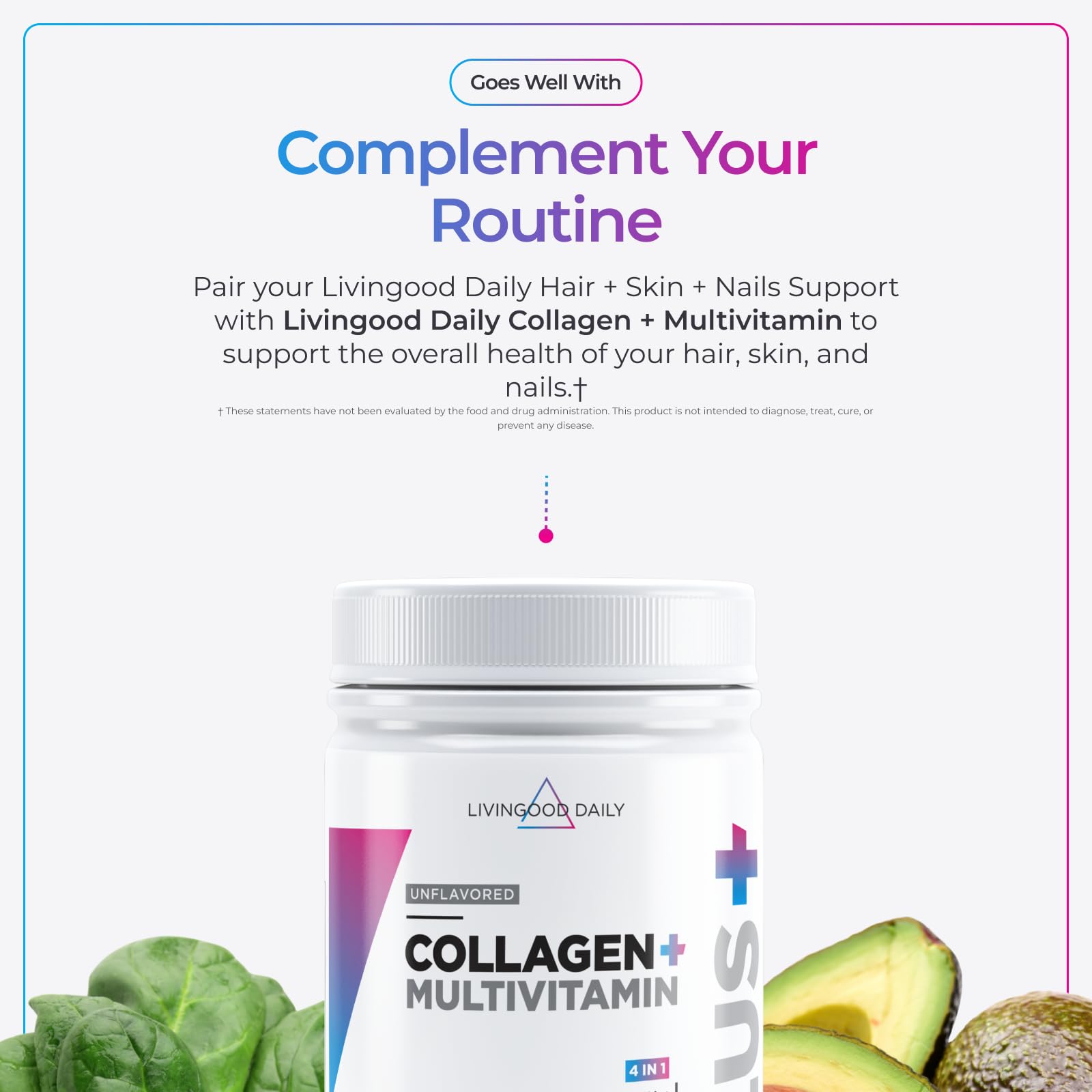 Livingood Daily Hair, Skin & Nails Supplement, 14-in-1 Formula with Biotin, Collagen, Keratin, Bamboo, Selenium, Folate, B12, Zinc and More, Beauty Supplement for Women & Men, Gluten Free, 60 Capsules Livingood DailyAu supplements