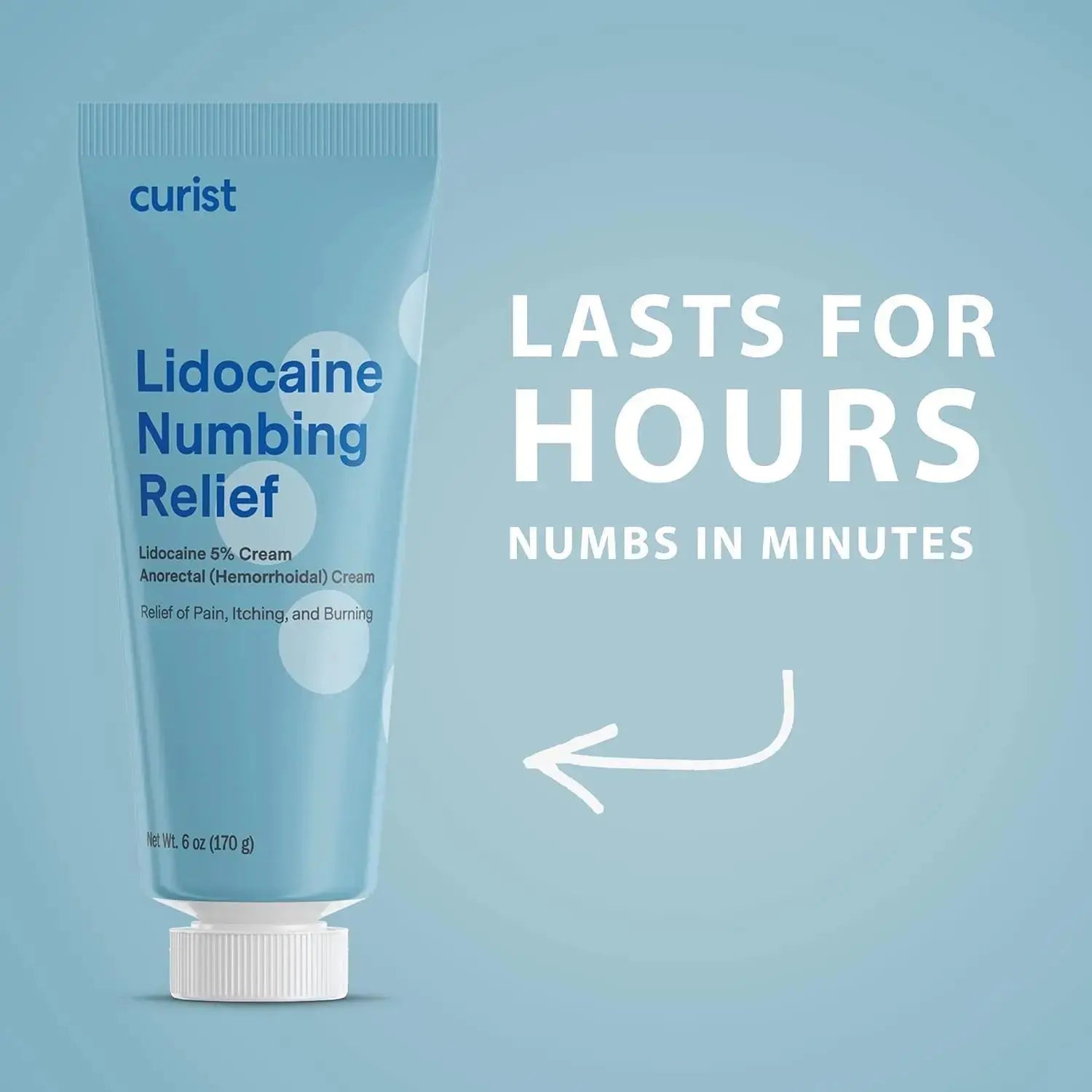 Curist 5% Lidocaine Numbing Cream - 6 oz (170 g) XL Tube - Soothing Numbing Cream for Temporary Discomfort, Itching, and Burning from Hemorrhoids Lidocaine 5% (1 Pack - 6 oz Tube) CuristAu supplements