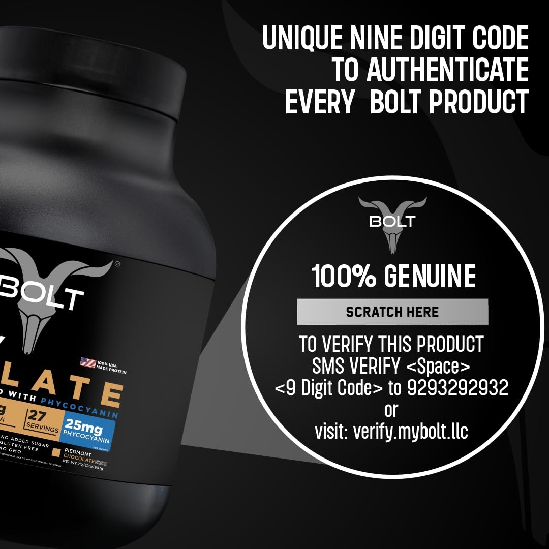 Bolt Nutrition Whey Isolate Protein Powder | with Superfood Phycocyanin | Muscle Strength Bolt NutritionUS supplements